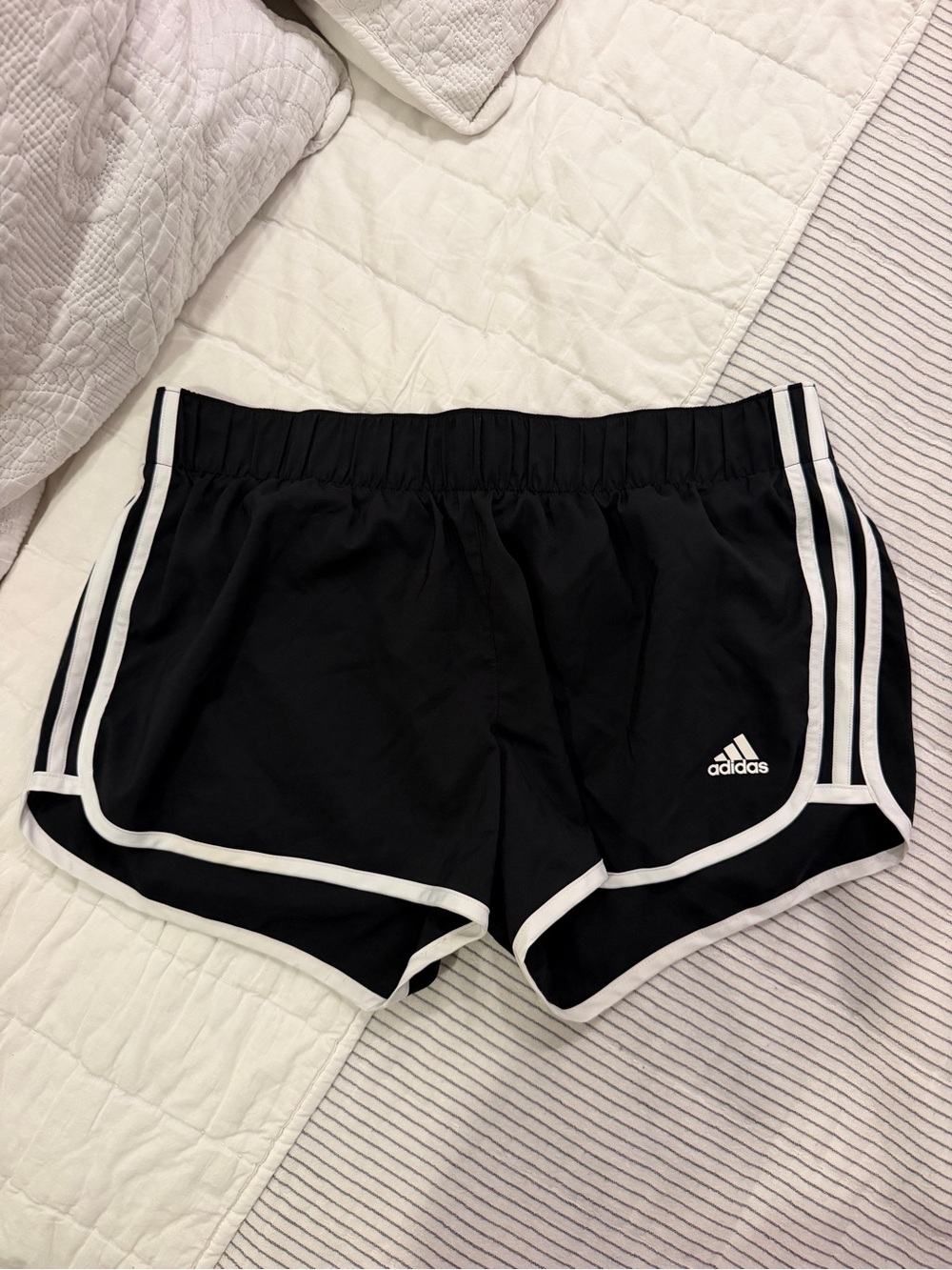 adidas Black Athletic Shorts with White Trim
